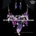 Alloy Diamond Fashion Necklace Sets With Purple Leaves